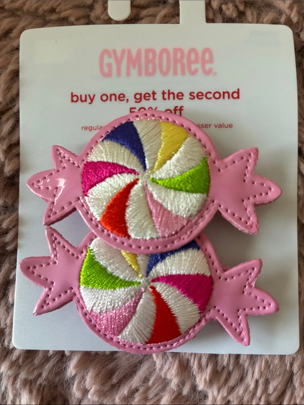 Gymboree Pink Multicolor Candy Swirl Hair Clips